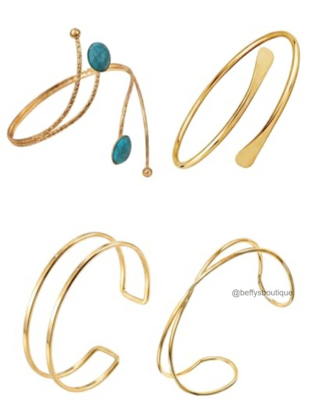 Minimalist Gold Coil Upper Arm Cuff Set Open Armlet Jewelry 4 Pcs